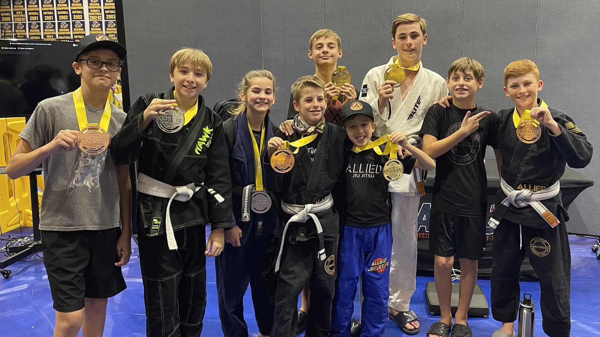 Ares Peoria Jiu Jitsu kids competition team.